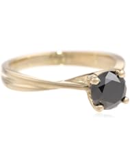 10k Yellow Gold Black Diamond Solitaire Ring (1 cttw)