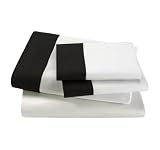 Gramercy Park Banded Percale 300 Thread Count Cotton King Sheet Set, Black/White
