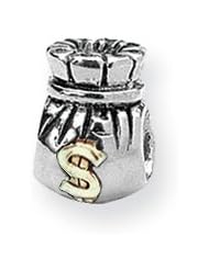 Money Bag Charm in Silver and 14K Gold for 3mm Charm Bracelets