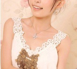 Four Leaf Clover Pendant Zircon Crystal Gold Plated Necklace Fashion Jewelry