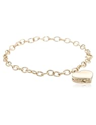14k Yellow Gold High Polish Heart Locket Bracelet, 7.5"