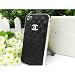 Designer Iphone 4 Chanel Leather Case with Box Packaging (Black/silver).