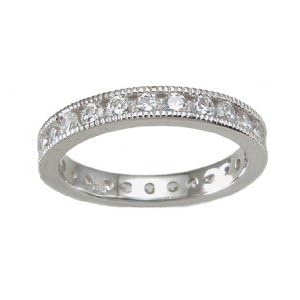 Antique Style Sterling Silver Stackable Wedding Band Eternity Anniversary Ring Size 5