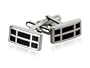Rectangular Black Enamel Silver Cufflinks with Gift Box