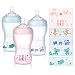 Nuby 3 Pack BPA Free Natural Touch Printed Bottles - 10 oz. - girl colors