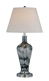 IMAGE OF Lite Source LS-21203 Flannery Table Lamp, Glass And Chrome with Off-White Fabric Shade