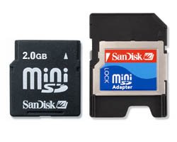 Electronics: 2GB SanDisk MiniSD Mini Secure Digital Memory Card  SDSDM 2048, Bulk 