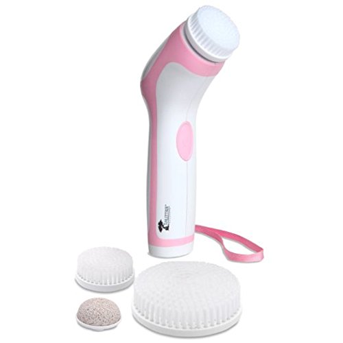 Face Brush Skin Cleansing System Facial Brush & Body Care Kit for Women & Men. Includes 4 different heads - Large Body Brush, Soft Face Brush, Regular Face Brush and Pumice Stone. Water-Resistant.