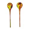 Master Craft Hand Blown Glass Watering Globes, Yellow, Red and Blue Pattern, Set of 2