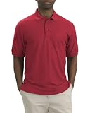 Upscale Men's Silk Touch Pique Knit Sport Shirt With Pocket - Red