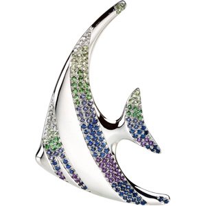 14K White Gold Genuine Blue Sapphire, Iolite, Amethyst, Peridot, Tsavorite... by