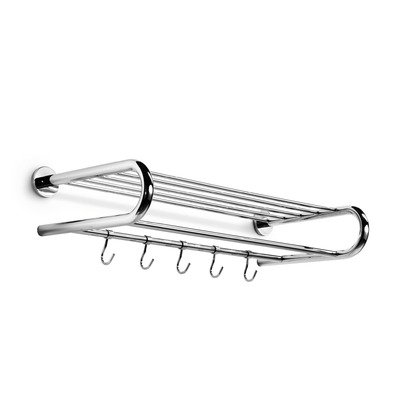 Image of Napie Chrome Towel Bar Shelf with Hooks