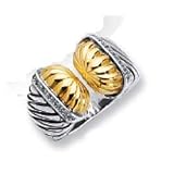 Sterling Silver and 18k Yellow Bold Twisted Design Ring - Size 7.0