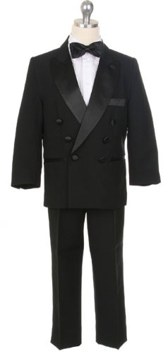 New Double Breasted Tuxedo Without Tails ~ Ring Bearer ~ Infant to Boys Sz 20 (Choice of Black, Ivory or White)