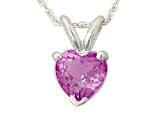 All-Natural Genuine 4 mm, Heart Shape Pink Sapphire pendant set in 14k White Gold