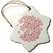 Oriental Pink Flowers On White - 3 Inch Snowflake Porcelain Ornament
