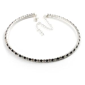 Thin Swarovski Crystal Choker Necklace (Clear & Black)