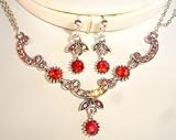 Daring Red Necklace Earrings Set Jewerly
