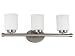 Kenroy Home 80403BS Mezzanine Three-Light Vanity Light With 6-Inch White Glass Shades, Brushed Steel