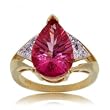 Pink Topaz Diamond Ring Radiant Cut in 14K Yellow Gold