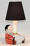 Small Porcelain Singing Jester Clown Accent Table Lamp