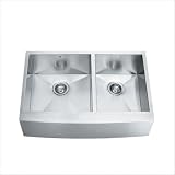 Vigo Industries VG3620BL Farmhouse Style Double Bowl Apron Kitchen Sink, Steel