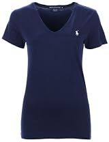 Ralph Lauren Womens T-Shirt V-Neck Navy Blue
