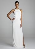 DB Studio Jeweled Neckline Blouson Jersey Dress Ivory