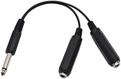 6.35mm 1/4 inch Mono TS Male to 2 Dual 1/4 Inch Mono TS Female Y Splitter Cable (BLACK L=8inch)