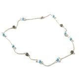 14K Gold 18 Turquoise Bead & Chocolate Diamond Necklace