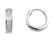 Sterling Silver CZ Huggie Earrings, Size: 18mm x3mm