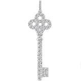 .80CT Diamond Key Pendant Necklace 14K White Gold New