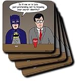 Rich Diesslins Funny General Cartoons - Super Hero Parody with Batman and Clark Kent at the bar - Coasters