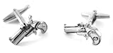 Silver Handle Revolver Gun Pistol Cufflinks w/Gift Box