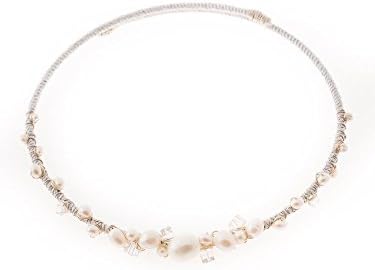 Lo Spillo, Choker in silver-plated brass with freshwater pearls and rock crystals