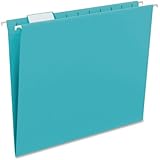 Smead Hanging File Folder with Tab,  1/5-Cut Adjustable Tab, Letter Size, Teal, 25 per Box (64074)