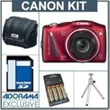 Canon PowerShot SX150 IS Digital Camera Kit - Red - with 4GB SD Memory Card ....