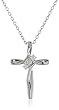 Women's Sterling Silver Diamond Three Stone Cross Pendant Necklace (1/10 cttw, I-J Color, I2-I3 Clarity), 18"