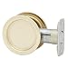 Kwikset 334 3x32 Pocket Door Lock, Passage Function, Split Finish: Brass (Outside) by Bright Chrome (Inside)