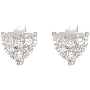 Genuine St. Anton Earrings. 14K White Gold Diamond Heart Earrings Pair 1/6 Ct Tw. 100% Satisfaction Guaranteed.
