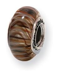Sterling Silver Reflections Brown Murano Glass Bead QRS702