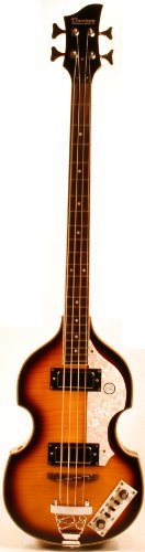 Violin Style Semi Hollow Electric Bass Guitar Vintage Sunburst