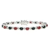 11 Carat Ruby and Sapphire Sterling Silver Bracelet w/Diamond Accent