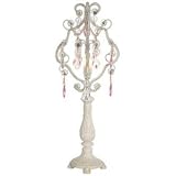 Antique White with Pink Crystal Electric Candelabra