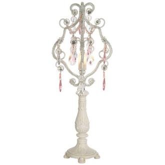 Antique White with Pink Electric Candelabra