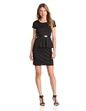Star Vixen Womens Short Sleeve Belted Ponte Dress