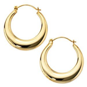 Bijoux - paire de femmes créoles 585 / - Or jaune, (environ 2,1 g), diamètre environ 23,9, largeur 3,8 mm