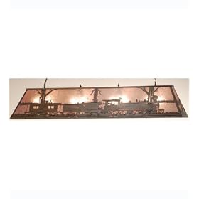 LAMPS BEAUTIFUL Rustic Lodge Train Billiards Pool Table Light by Meyda Tiffany--Excellent... by Meyda