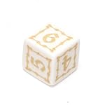 19mm d6 Old English Dice, White and Antique Brown
