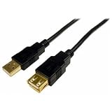 USB 2.0 A/A Extension Cable 24k Gold-plated 3ft Black